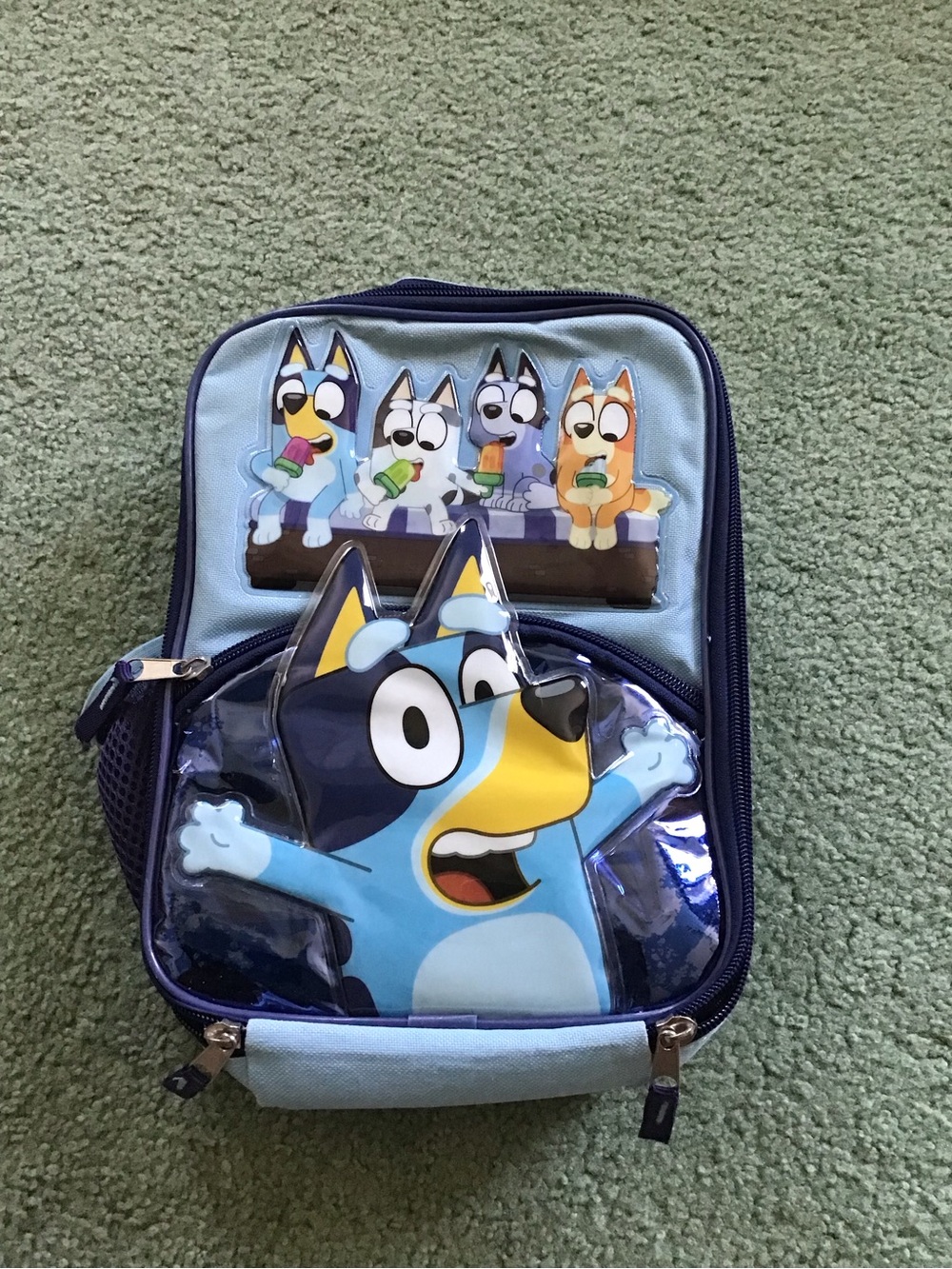 Bluey Kids Lunch Bag with Cartoon Blue Dog Design - Light Blue/Navy